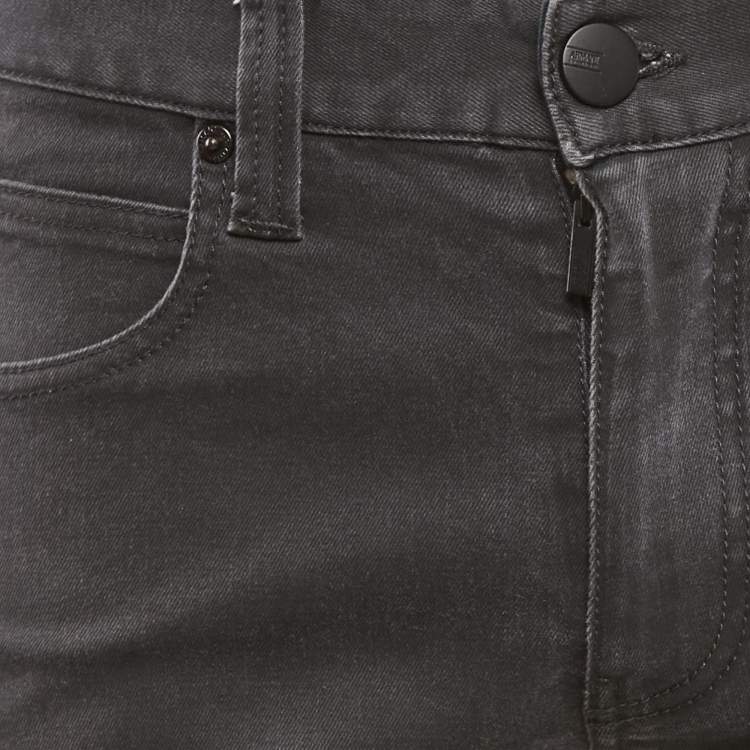 Pre Owned Armani Collezioni Grey Denim Slim Fit J06 Jeans M Waist 33"