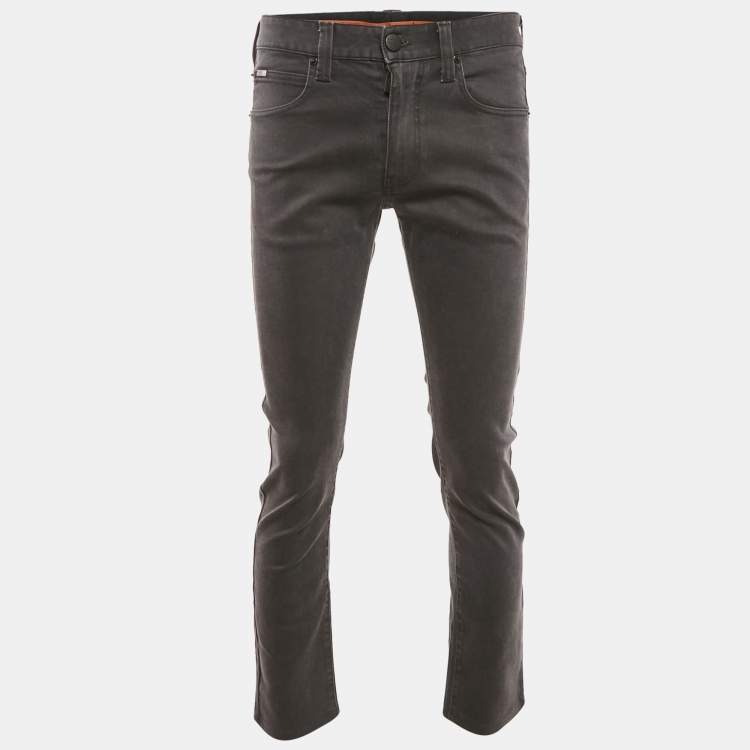 Pre Owned Armani Collezioni Grey Denim Slim Fit J06 Jeans M Waist 33"