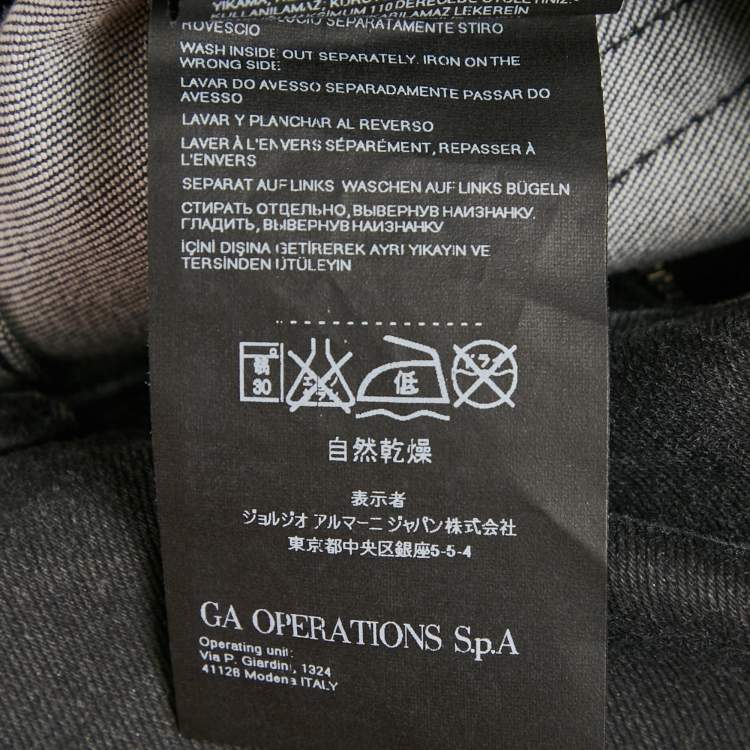 Pre Owned Armani Collezioni Grey Denim Slim Fit J06 Jeans M Waist 33"