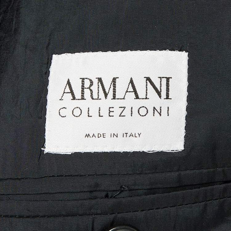 Pre Owned Armani Collezioni Black Pinstripe Wool Button Front Blazer XXL