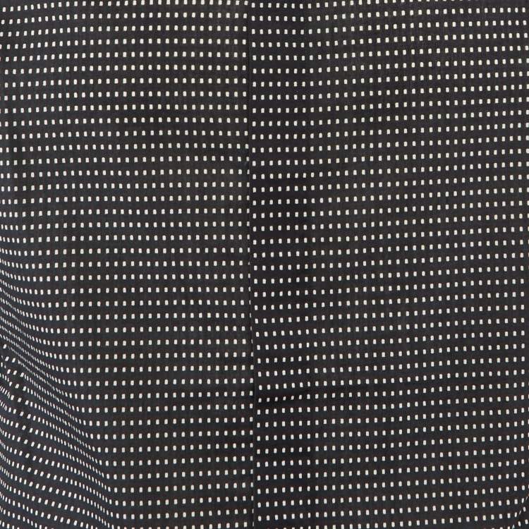 Pre Owned Armani Collezioni Midnight Blue Dotted Cotton Mandarin Collar Shirt M