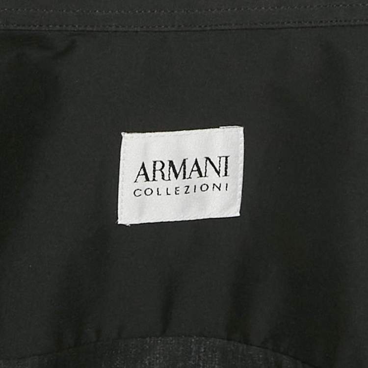 Pre Owned Armani Collezioni Black Cotton Blend Full Sleeve Shirt XL