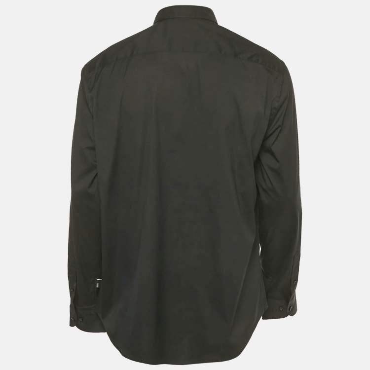 Pre Owned Armani Collezioni Black Cotton Blend Full Sleeve Shirt XL