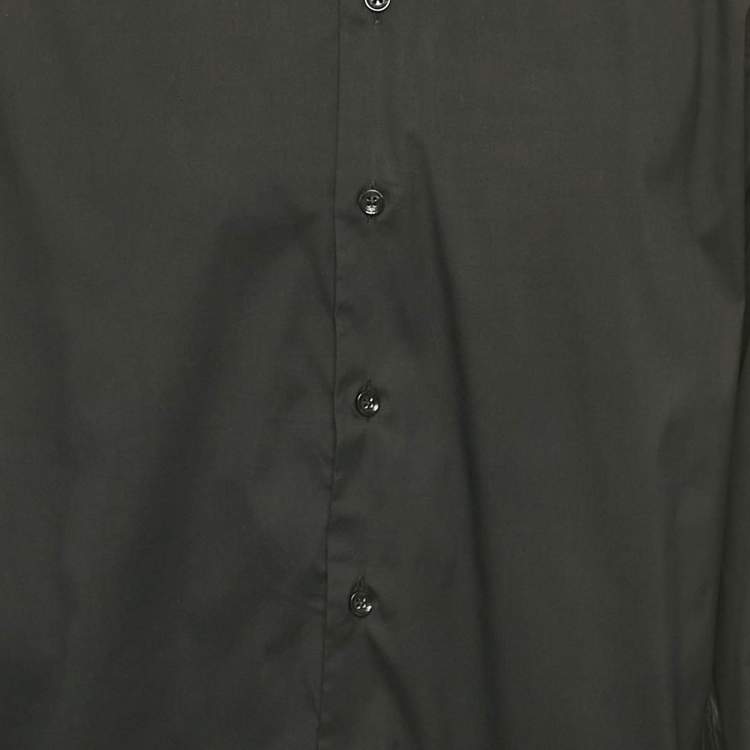 Pre Owned Armani Collezioni Black Cotton Blend Full Sleeve Shirt XL