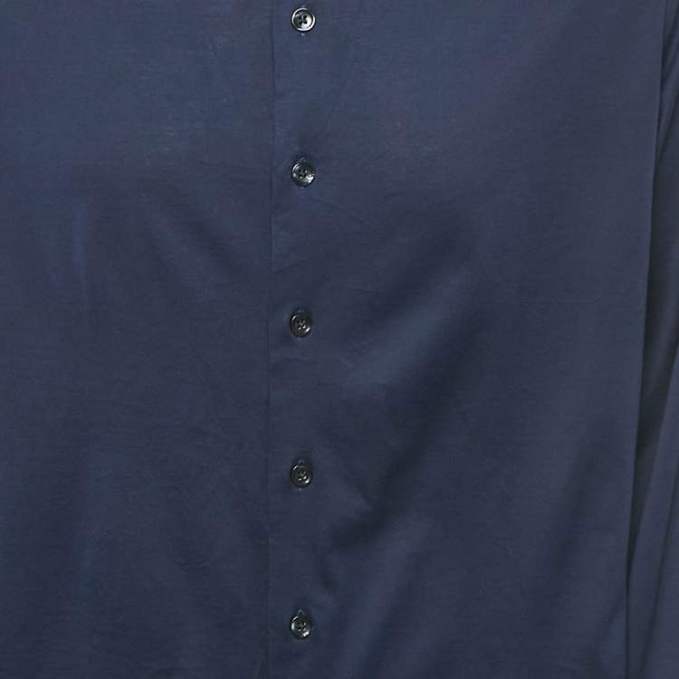 Pre Owned Armani Collezioni Navy Blue Cotton Full Sleeve Shirt XXL 