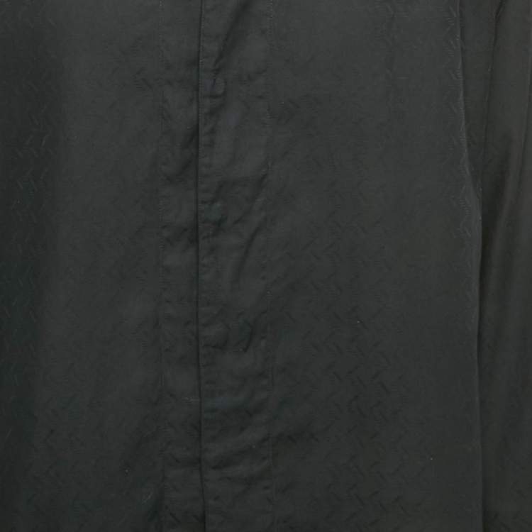 Pre Owned Armani Collezioni Black Patterned Cotton Blend Shirt XXL 
