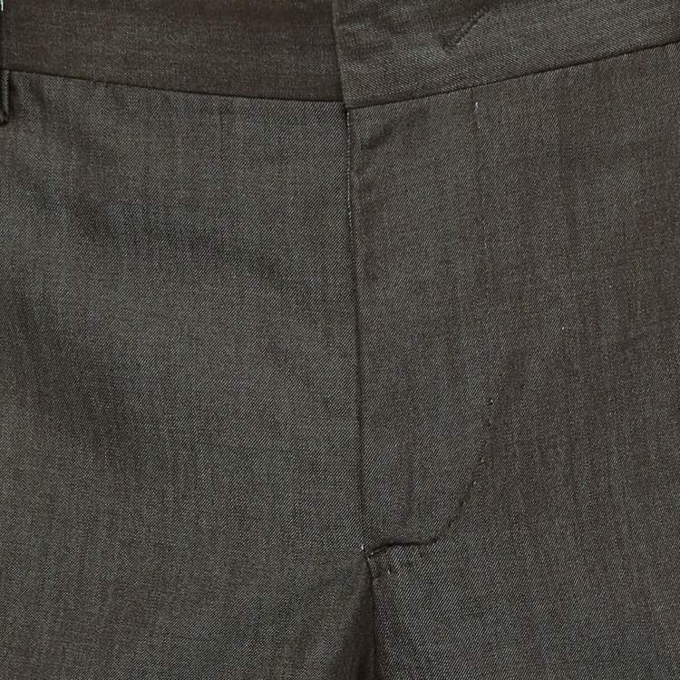 Pre Owned Armani Collezioni Grey Wool Regular Fit Pants XL