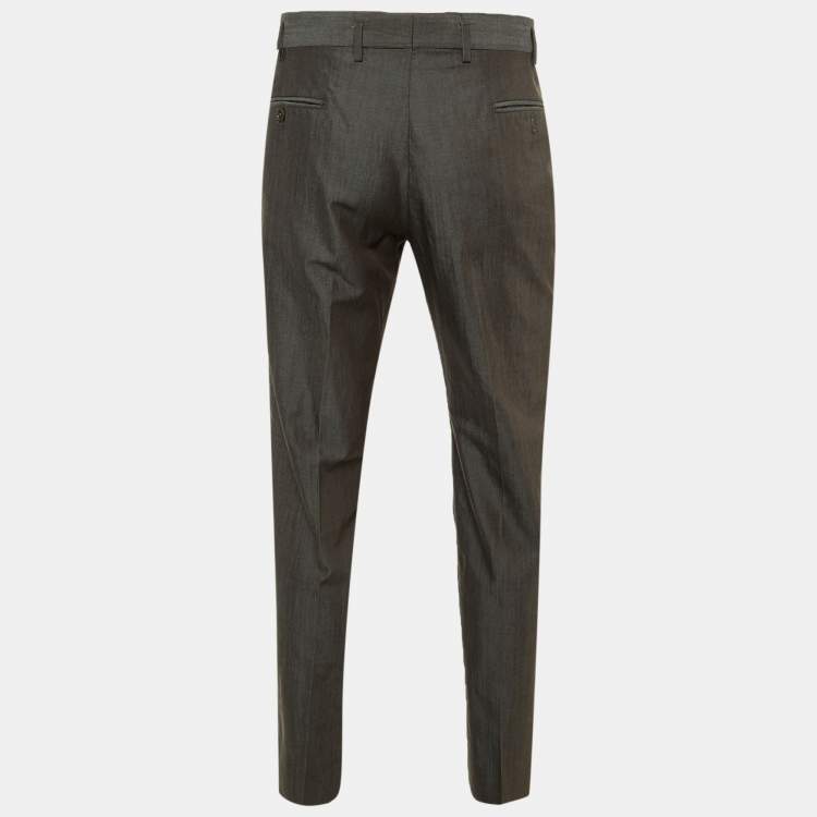 Pre Owned Armani Collezioni Grey Wool Regular Fit Pants XL