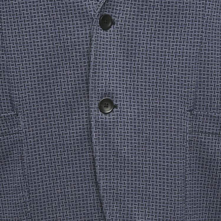 Pre Owned Armani Collezioni Blue Patterned Cotton Blazer XXXL