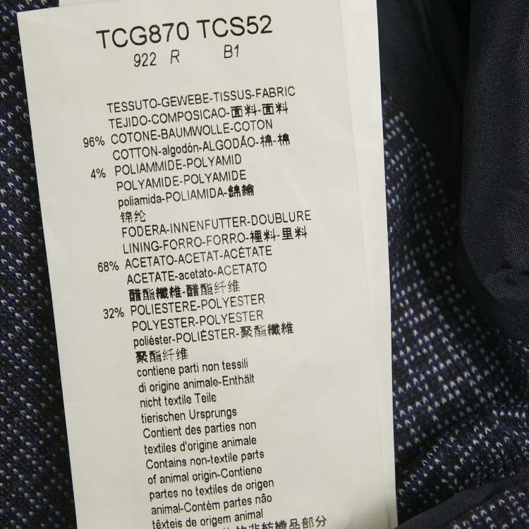 Pre Owned Armani Collezioni Blue Patterned Cotton Blazer XXXL