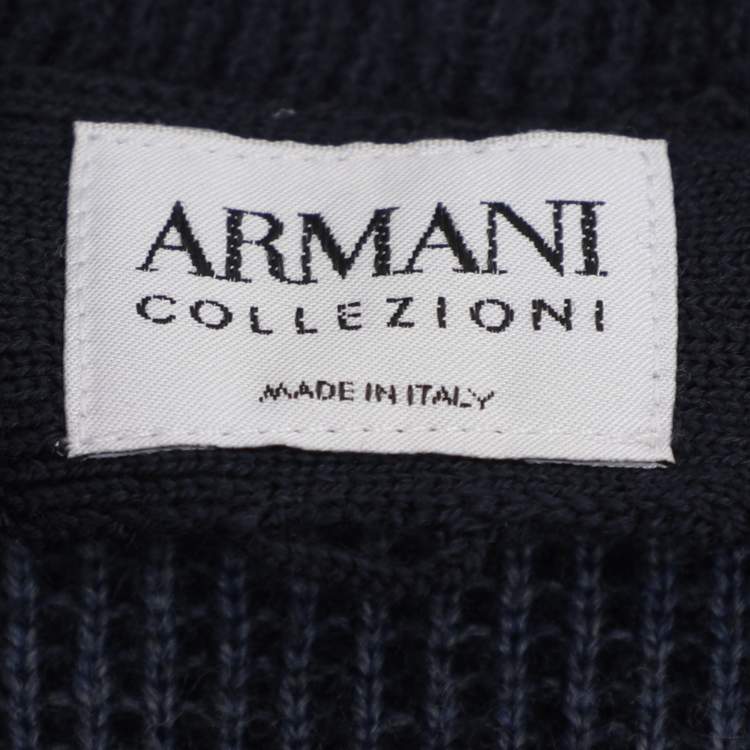 Pre Owned Armani Collezioni Blue Wool Blend Sweater M