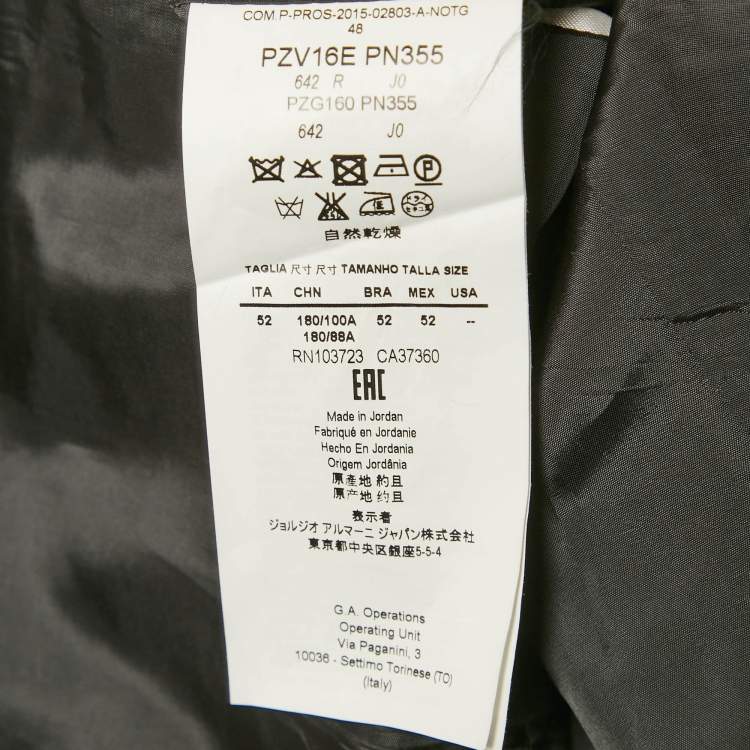 Pre Owned Armani Collezioni Grey Wool Regular Fit Suit Set XL