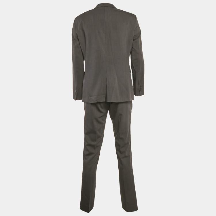 Pre Owned Armani Collezioni Grey Wool Regular Fit Suit Set XL