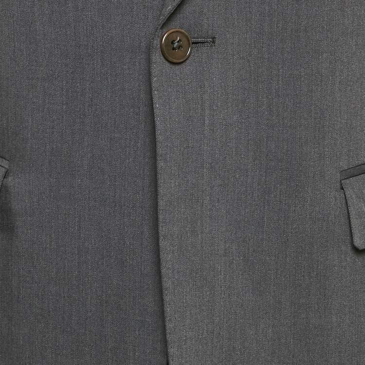 Pre Owned Armani Collezioni Grey Wool Regular Fit Suit Set XL