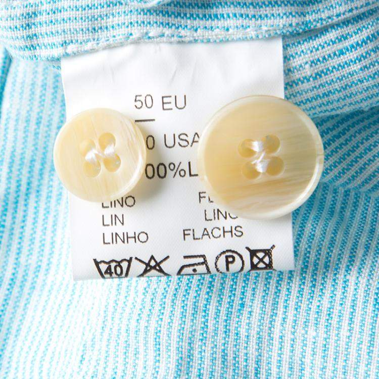 Pre Owned Armani Collezioni Blue Pinstriped Linen Blazer L