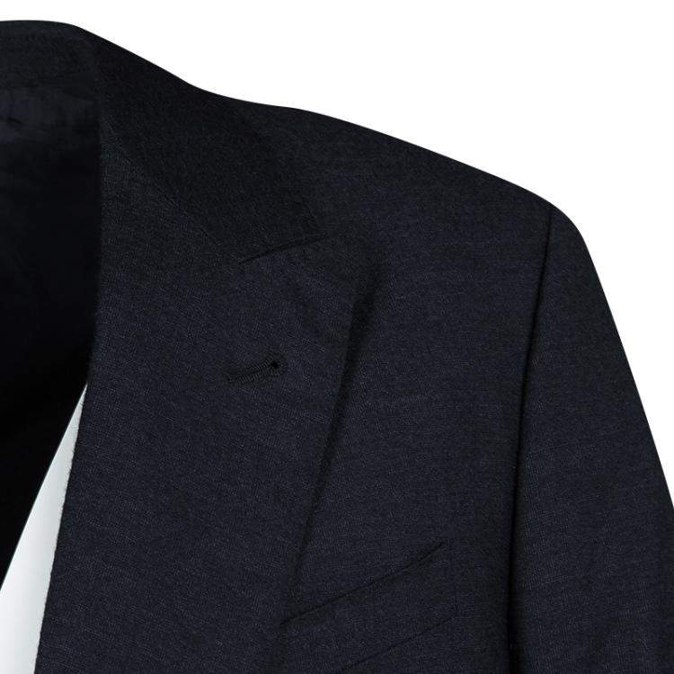 Pre Owned Armani Collezioni Navy Blue Wool Tailored Regualr Fit Blazer 3XL