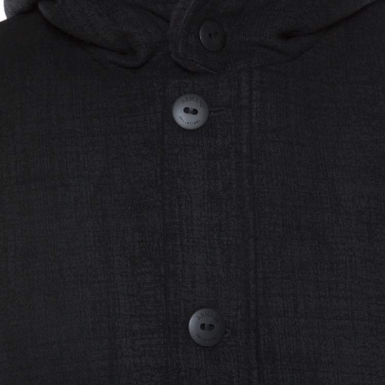 Pre Owned Armani Collezioni Dark Grey Wool and Fur Hooded Collar Detail Coat XXL 