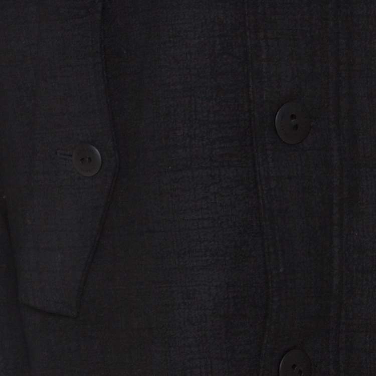 Pre Owned Armani Collezioni Dark Grey Wool and Fur Hooded Collar Detail Coat XXL 