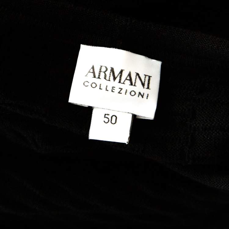 Pre Owned Armani Collezioni Black Textured  Wool Crew Neck Sweater L
