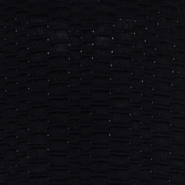 Pre Owned Armani Collezioni Black Textured  Wool Crew Neck Sweater L