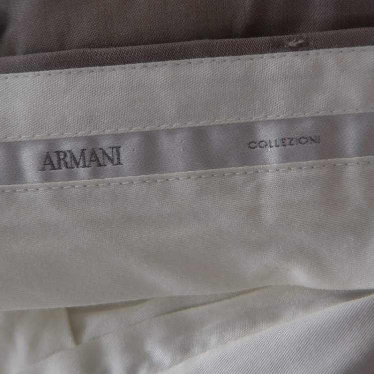 Pre Owned Armani Collezioni Grey Wool Blend Trousers L