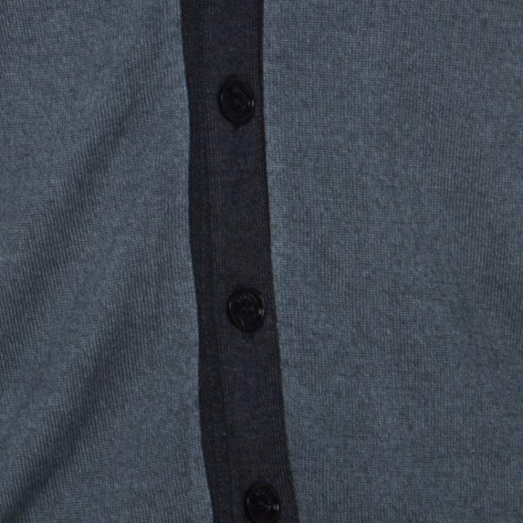 Pre Owned Armani Collezioni Grey Virgin Wool Cardigan XXL