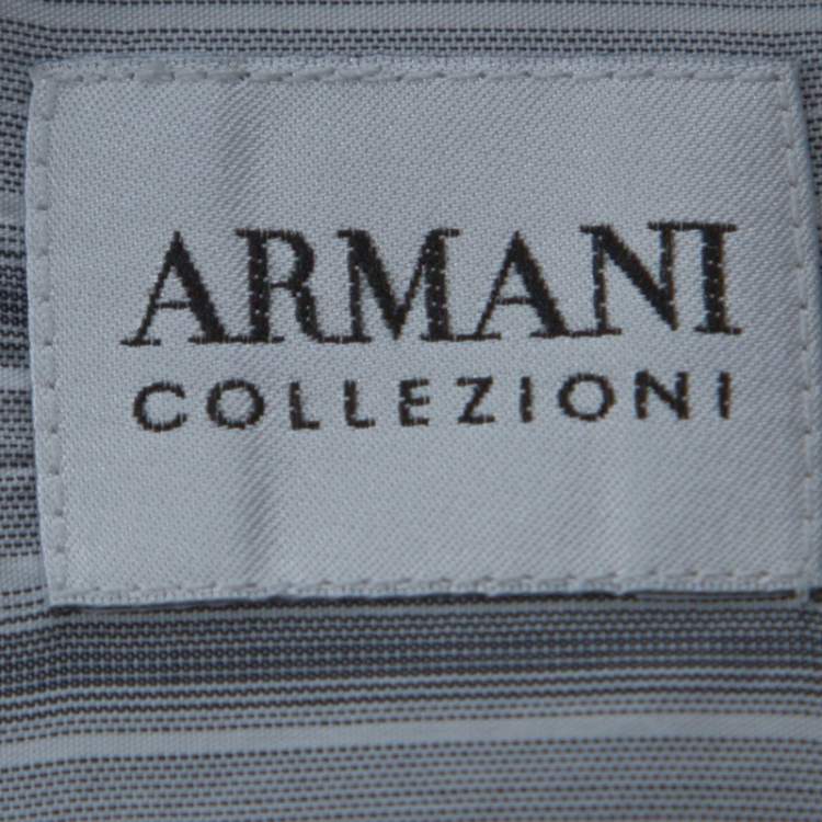 مملوكة مسبقًا Armani Collezioni Grey Striped Cotton Blend Shirt M