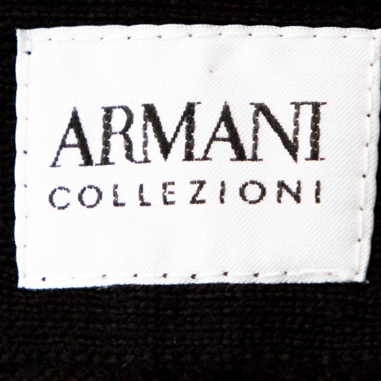 Pre Owned Armani Collezioni Black & Brown Wool Washed Out Effect Sweater M
