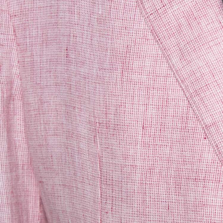 Pre Owned Armani Collezioni Light Pink Melange Linen Two Buttoned Blazer 3XL