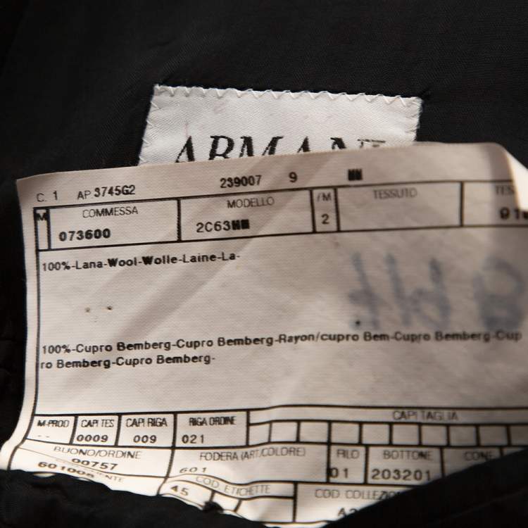 Pre Owned Armani Collezioni Black Wool Tailored Suit L