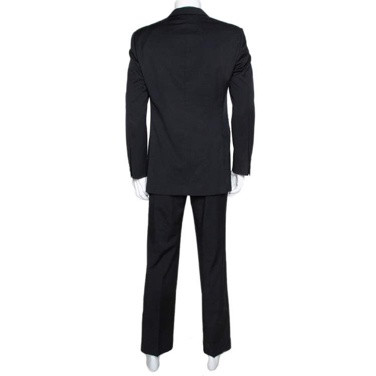 Pre Owned Armani Collezioni Black Wool Tailored Suit L