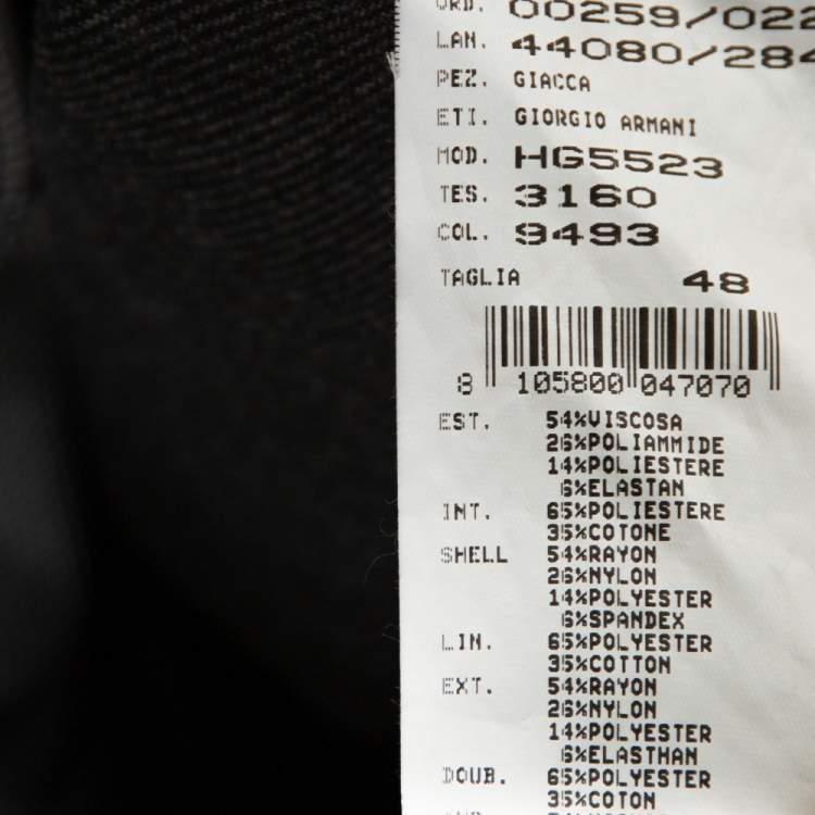 Pre Owned Armani Collezioni Grey Two Buttoned Jacket M