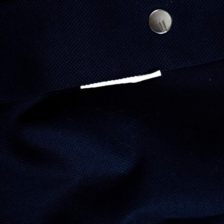 Pre Owned Armani Collezioni Navy Blue Cotton Long Sleeve Collarless Shirt L