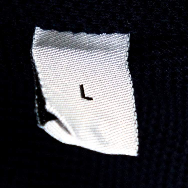 Pre Owned Armani Collezioni Navy Blue Cotton Long Sleeve Collarless Shirt L