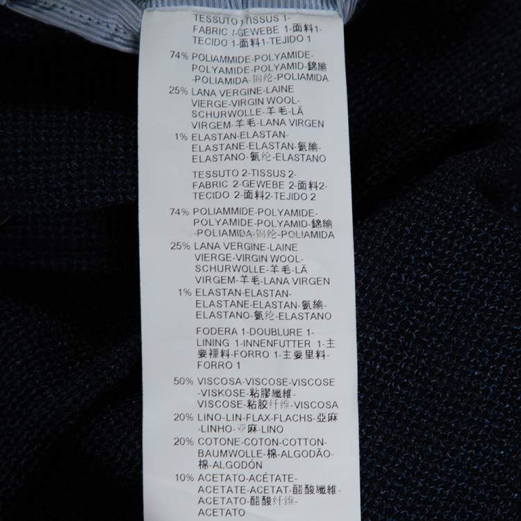 Pre Owned Armani Collezioni Navy Blue Textured Wool Blend Jacket XL