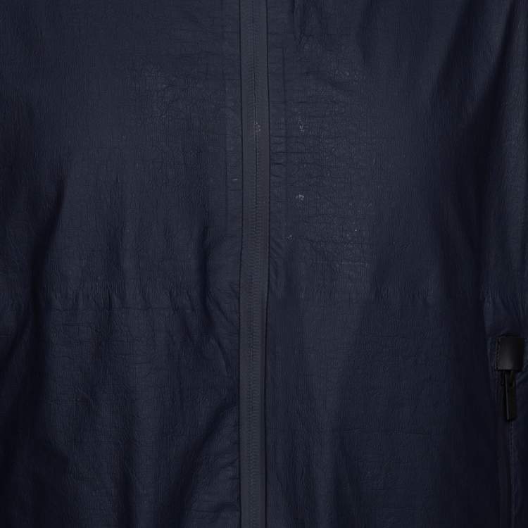 Pre Owned Armani Collezioni Navy Blue Water Repellent Zip Front Jacket XXL
