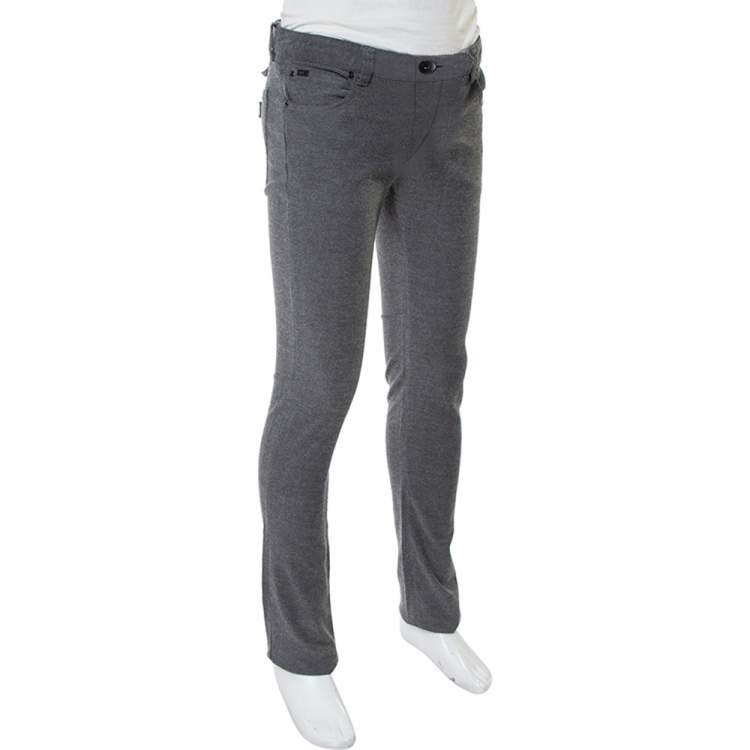 Pre Owned Armani Collezioni Grey Cotton Blend J06 Slim Fit Trousers M