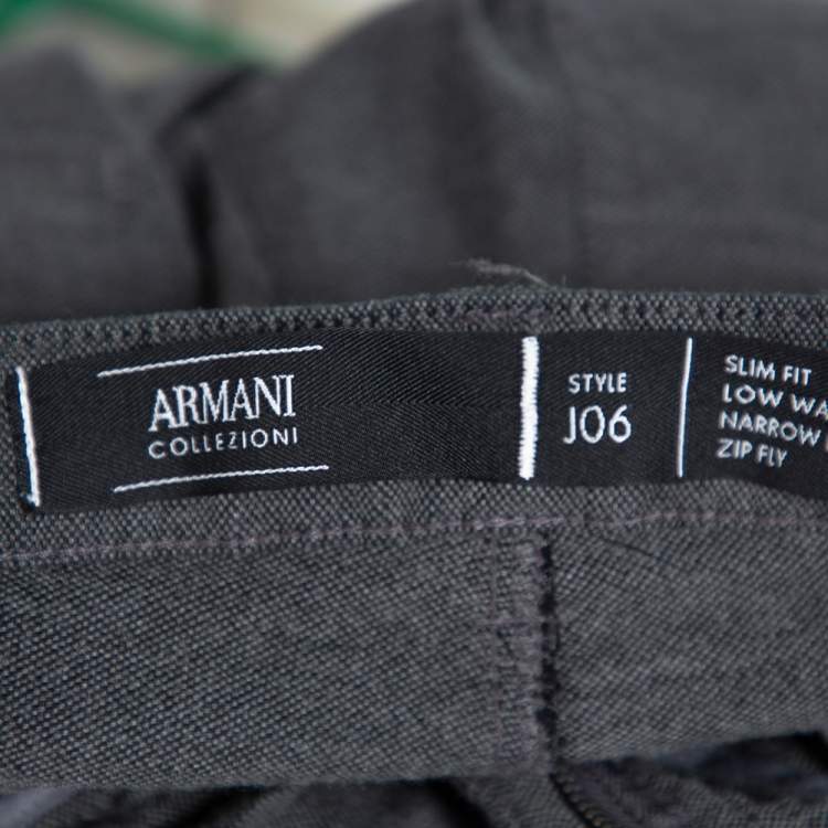Pre Owned Armani Collezioni Grey Cotton Blend J06 Slim Fit Trousers M