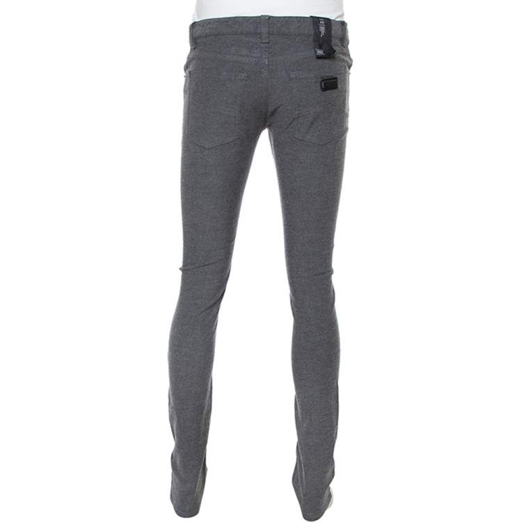 Pre Owned Armani Collezioni Grey Cotton Blend J06 Slim Fit Trousers M