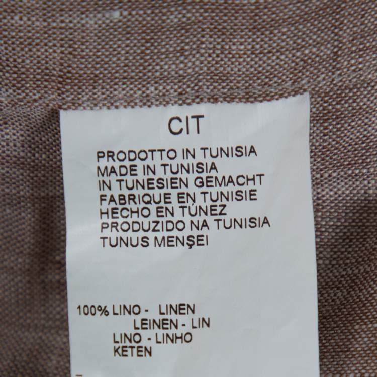 Pre Owned Armani Collezioni Brown Linen Shirt M