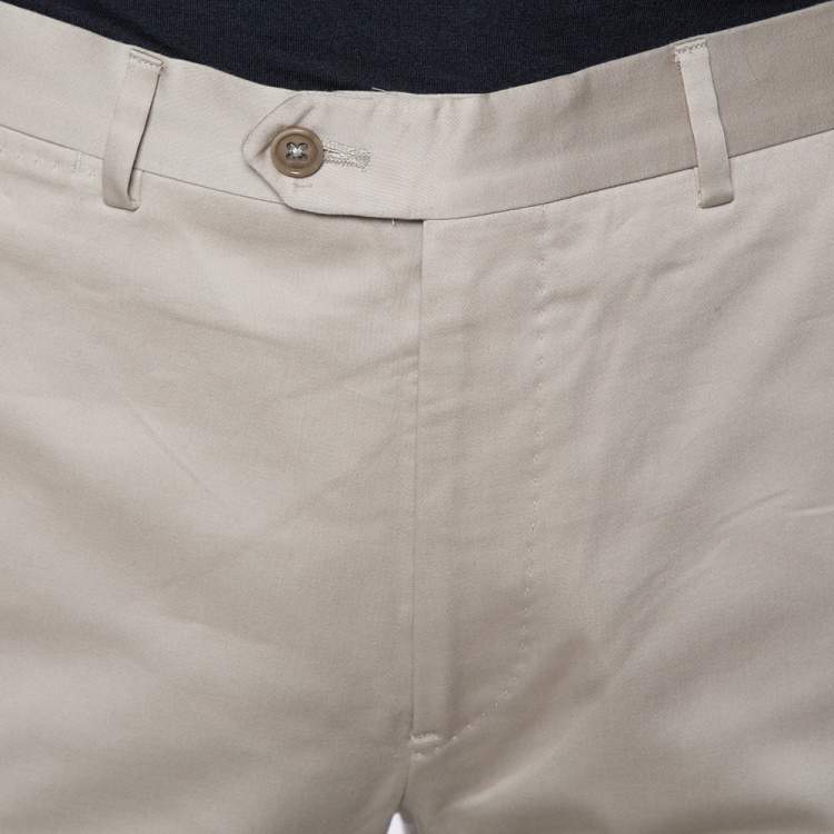 Pre Owned Armani Collezioni Beige Cotton Classic Fit Trousers L