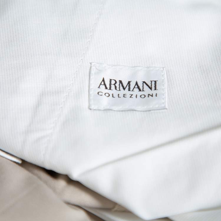 Pre Owned Armani Collezioni Beige Cotton Classic Fit Trousers L