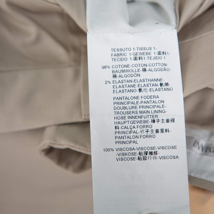 Pre Owned Armani Collezioni Beige Cotton Classic Fit Trousers L