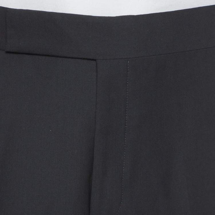Pre Owned Armani Collezioni Black Wool Side Stripe Detail Straight Leg Trousers 4XL