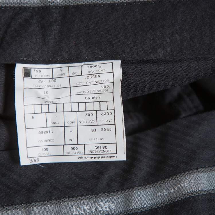 Pre Owned Armani Collezioni Black Wool Side Stripe Detail Straight Leg Trousers 4XL