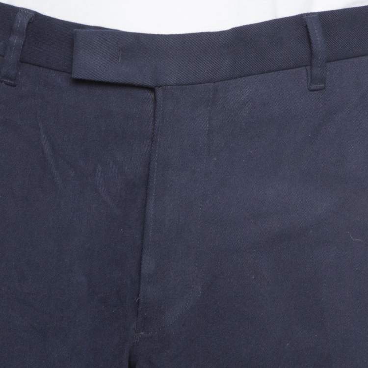 Pre Owned Armani Collezioni Navy Blue Cotton Tapered trousers 4XL