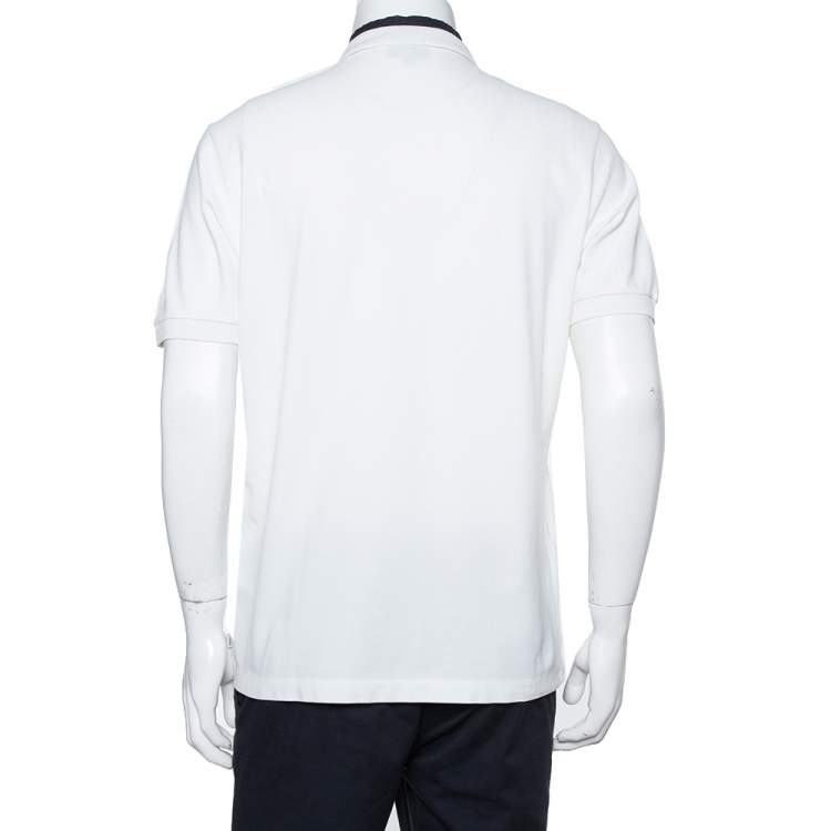 Pre Owned Armani Collezioni White Cotton Pique Contrast Collar Detail T-Shirt XXL