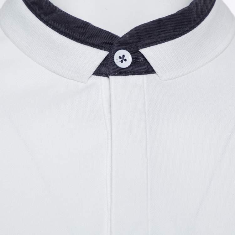 Pre Owned Armani Collezioni White Cotton Pique Contrast Collar Detail T-Shirt XXL