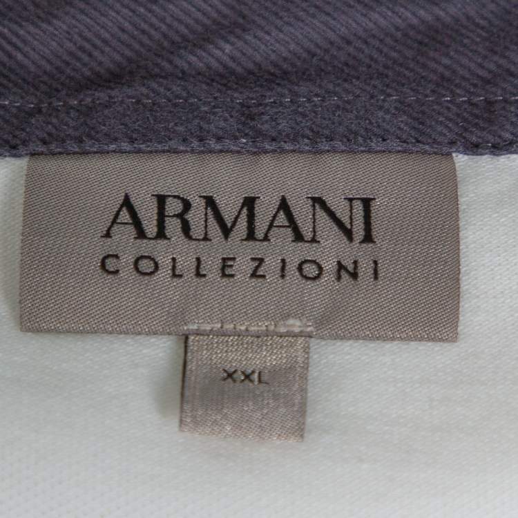 Pre Owned Armani Collezioni White Cotton Pique Contrast Collar Detail T-Shirt XXL