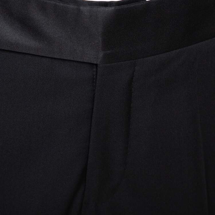 Pre Owned Armani Collezioni Black Wool Straight Leg Trousers L